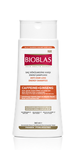 شامپو گیاهی ضد ریزش بیوبلاس مدل Caffeine+Ginseng مخصوص موهای ضعیف و شکننده حجم 360 میل BIOBLAS