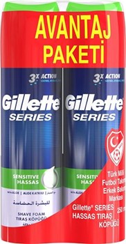 فوم اصلاح ژیلت 2تایی سری 3X مدل Sensitive حجم 2X250 میلی لیتر  Gillette