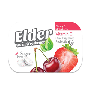 قرص خوشبو كننده دهان پروبیوتیک الدر با طعم آلبالو و توت فرنگی Elder