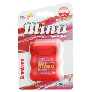 نخ دندان نازک مینا طعم توت فرنگی Mina 