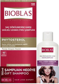 شامپو گیاهی بیوبلاس مخصوص تقویت رشد مو مدل Phytosterol حجم 360 میل +هدیه شامپوی Collagen+Keratinحجم 150 میل BIOBLAS