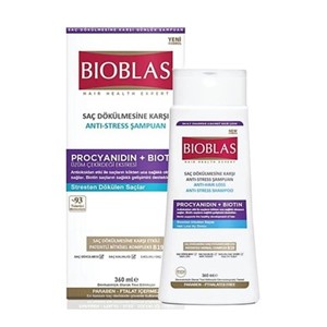 شامپو گیاهی ضد استرس و ضد ریزش بیوبلاس مدل Procyandin+Biotin حجم360 میل BIOBLAS