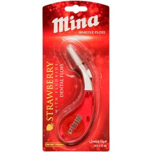 نخ دندان دسته دار مینا مدل ویسل با طعم توت فرنگی Mina 